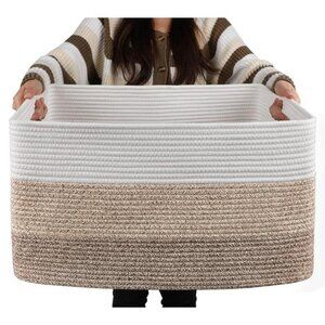 Large Blanket Basket, Rectangle Woven Baskets for Storage,Nursery Blanket Basket